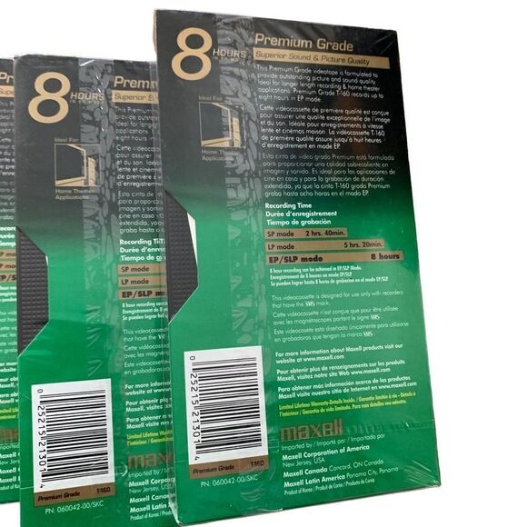 4 Maxell 8 Hour Premium Grade VHS T-160 Video Tapes - Picture 4 of 5